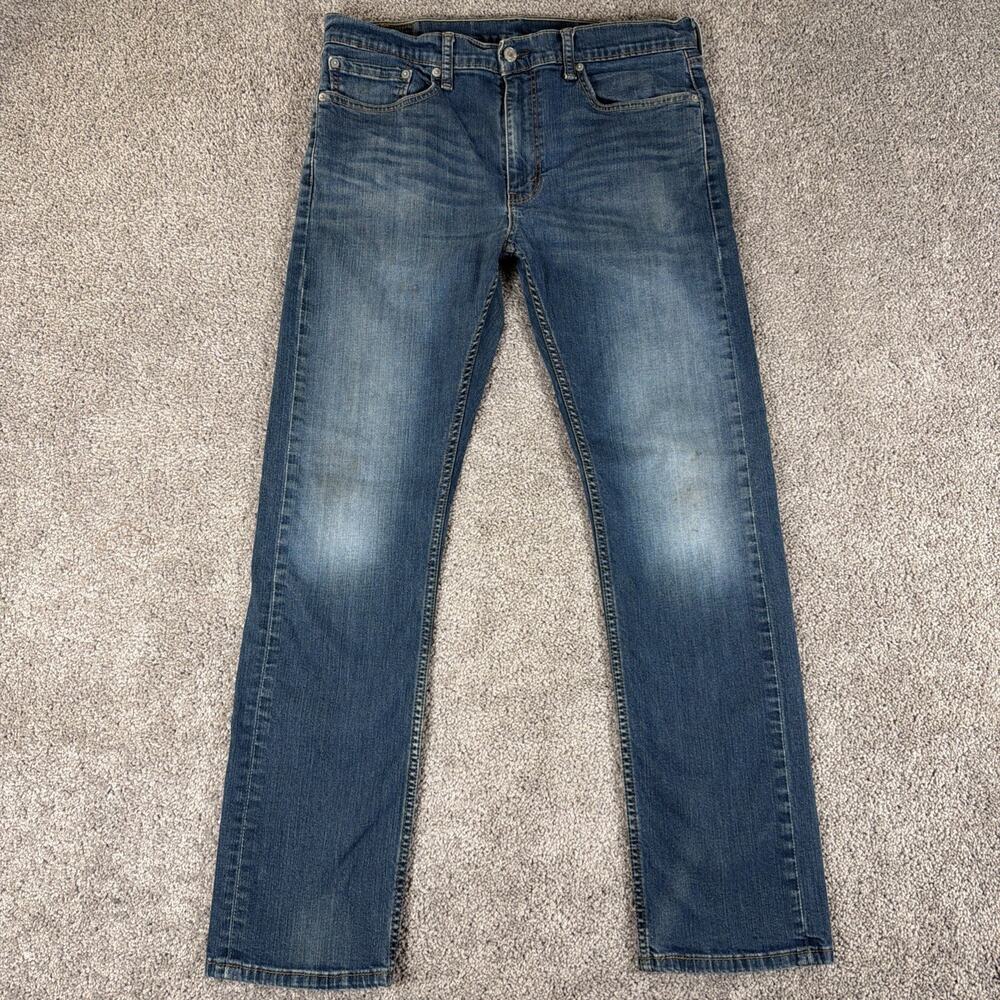 Levis 513 Jeans Men 34x32 Faded Rinse Wash Slim Straight Stretch Denim Workwear